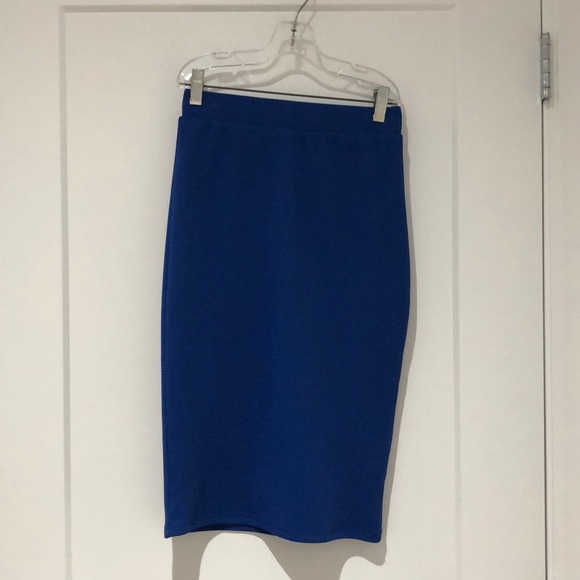 Electric blue high waisted bodycon skirt - Picture 3 of 3
